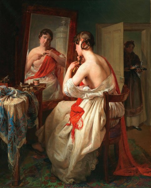 The Toilet  by Johann Baptist Reiter - Hand-Painted Oil Painting Reproduction