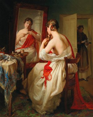 The Toilet by Johann Baptist Reiter Oil Painting