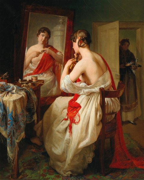The Toilet by Johann Baptist Reiter - Hand-Painted Oil Painting Reproduction