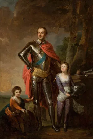 Franciszek Ksawery Branicki with his sons, Aleksander and Wladyslaw by Johann Baptist Von Lampi The Elder Oil Painting