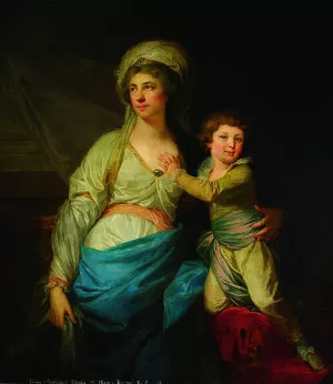 Portrait of Teresa Potocka nee Ossolinska with uncle Alfred by Johann Baptist Von Lampi The Elder Oil Painting