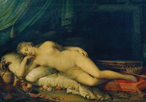Venus, auf einem Ruhebett schlafend by Johann Baptist Von Lampi The Younger Oil Painting