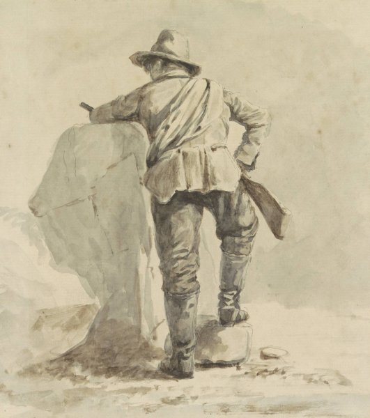 Main Product Photo of Rustende jongen, op de rug gezien  Painting by Johann Bernard Klombeek