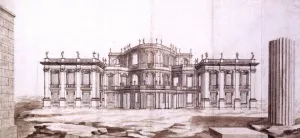 Facade of a Garden Pavilion Oil painting by Johann Bernhard Fischer Von Erlach