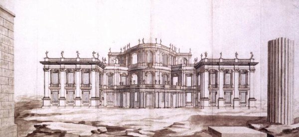 Facade of a Garden Pavilion by Johann Bernhard Fischer Von Erlach - Hand-Painted Oil Painting Reproduction