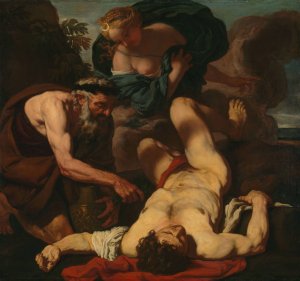 Selene and Endymion by Johann Carl Loth Oil Painting