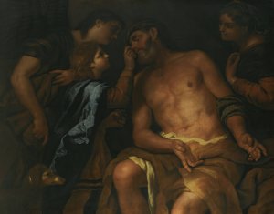 The Curing Of Tobit's Blindness by Johann Carl Loth Oil Painting