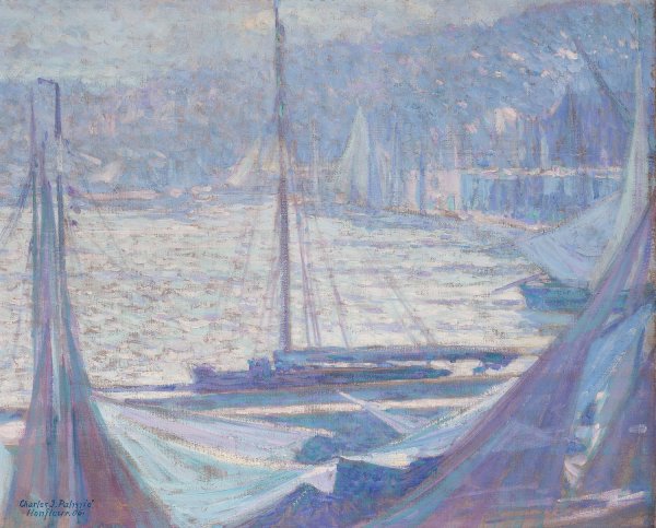 Morgenstimmung im Hafen von Honfleur  by Johann Charles Palmie - Hand-Painted Oil Painting Reproduction