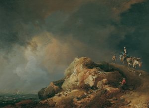 Kustenlandschaft mit Saumtieren by Johann Christian Brand Oil Painting