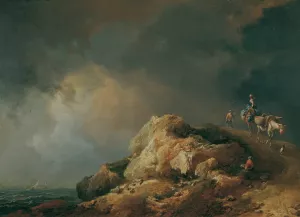 Kustenlandschaft mit Saumtieren by Johann Christian Brand Oil Painting