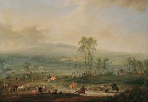 Laxenburg von der Schneiderau gegen Guntramsdorf und Modling by Johann Christian Brand Oil Painting