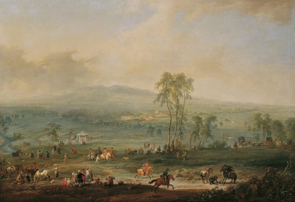Main Product Photo of Laxenburg von der Schneiderau gegen Guntramsdorf und Modling  Painting by Johann Christian Brand