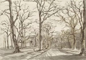 A Woodland Path in Rosenthal in Winter by Johann Christian Reinhart Oil Painting