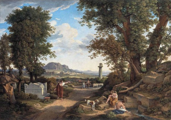 The Invention of the Corinthian Capital by Callimachos by Johann Christian Reinhart - Hand-Painted Oil Painting Reproduction