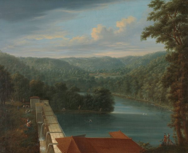 Main Product Photo of The Water Reservoirs, the so-called Bends, in Belgrade Forest  Painting by Johann Christian Vollerdt