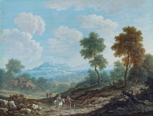 Travelers in a Broad Valley by Johann Christoph Dietzsch Oil Painting