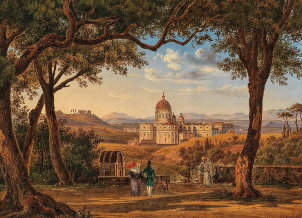 Main Product Photo of Rome, View of St. Peter's Basilica  Painting by Johann Christoph Gubig