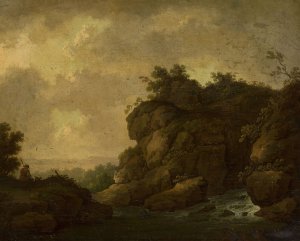 Romantic landscape with a shepherd by Johann Christoph Von Bemmel Oil Painting
