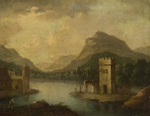 Romantic landscape with architecture by Johann Christoph Von Bemmel Oil Painting
