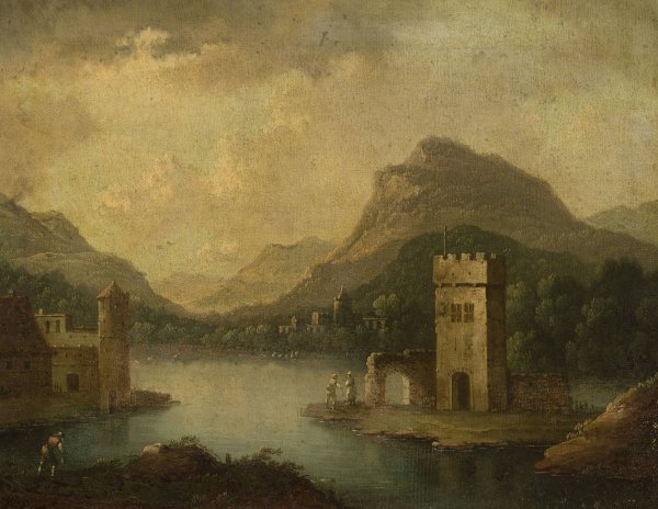 Romantic landscape with architecture by Johann Christoph Von Bemmel - Hand-Painted Oil Painting Reproduction