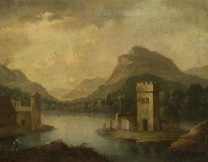 Romantic landscape with architecture by Johann Christoph Von Bemmel Oil Painting