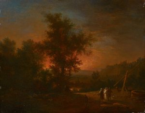 On the Way to Emmaus by Johann Conrad Seekatz Oil Painting