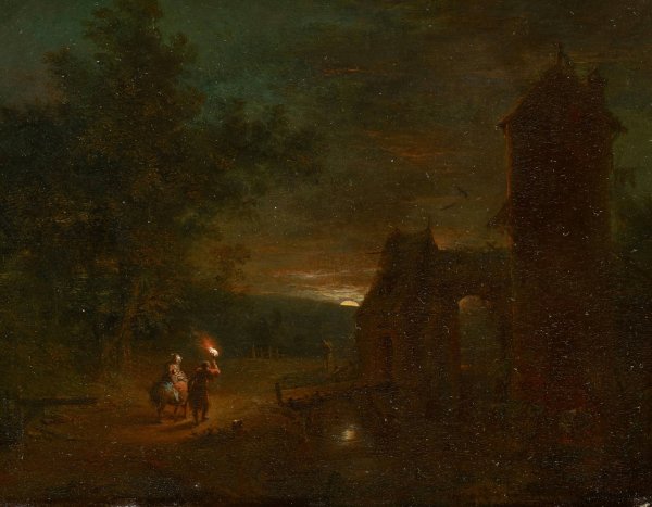 The Flight into Egypt by Johann Conrad Seekatz - Hand-Painted Oil Painting Reproduction