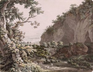 A Wooded Valley with Rocky Cliffs by Johann Conrad Steiner Oil Painting