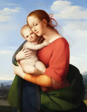Madonna and Child by Johann Evangelist Scheffer Von Leonhardshoff Oil Painting