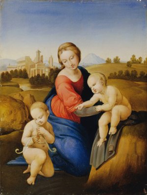Madonna and Child with St. John the Boy by Johann Evangelist Scheffer Von Leonhardshoff Oil Painting