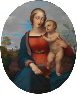 Madonna mit Kind by Johann Evangelist Scheffer Von Leonhardshoff Oil Painting