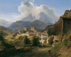 Berchtesgaden mit dem Watzmann Oil painting by Johann Fischbach