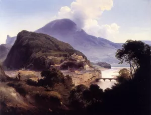 View of Salzburg with the Kapuzinerberg by Johann Fischbach - Oil Painting Reproduction