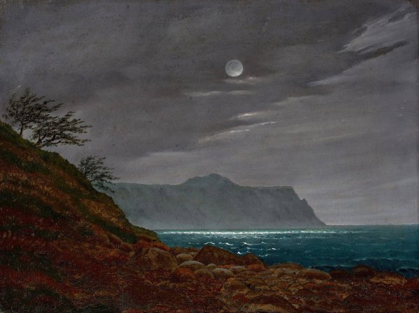 Moonlight night on Rugen  by Johann Friedrich Boeck   - Hand-Painted Oil Painting Reproduction