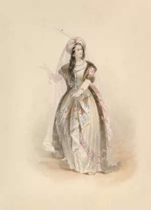 Costume Study for Konstanze in the 'Abduction from the Seraglio' by W.A. Mozart by Johann Georg Christoph Fries Oil Painting