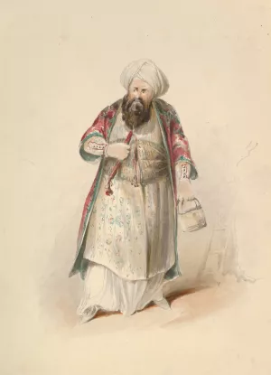 Costume Study for Osmin in the 'Abduction from the Seraglio' by W.A. Mozart by Johann Georg Christoph Fries Oil Painting
