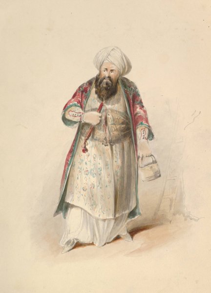 Costume Study for Osmin in the 'Abduction from the Seraglio' by W.A. Mozart  by Johann Georg Christoph Fries - Hand-Painted Oil Painting Reproduction