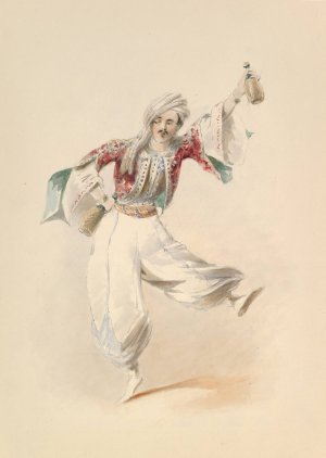Costume Study for Pedrillo in the 'Abduction from the Seraglio' by W.A. Mozart by Johann Georg Christoph Fries Oil Painting