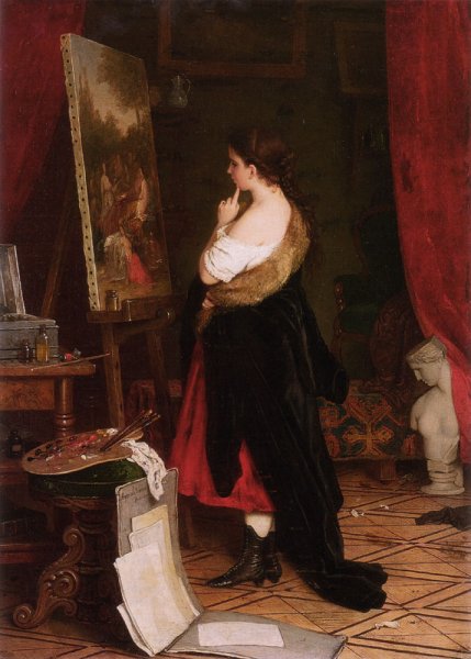 Main Product Photo of Admiring the Picture Painting by Johann Georg Meyer Von Bremen