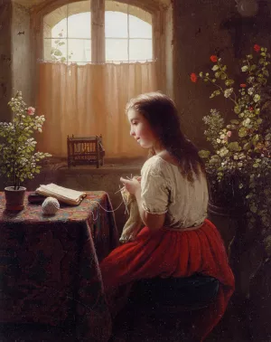 An Afternoons Amusements by Johann Georg Meyer Von Bremen Oil Painting