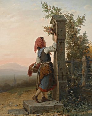 Auf Dem Heimwege by Johann Georg Meyer Von Bremen Oil Painting