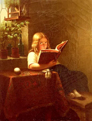 Das Lesende Madchen by Johann Georg Meyer Von Bremen - Oil Painting Reproduction