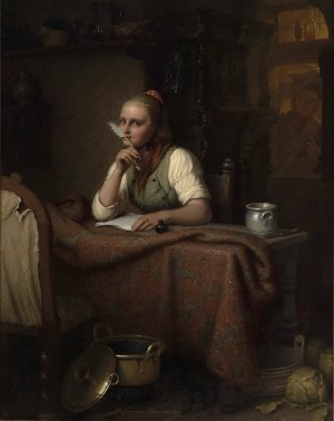 Der Brief by Johann Georg Meyer Von Bremen Oil Painting