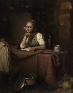 Der Brief by Johann Georg Meyer Von Bremen Oil Painting