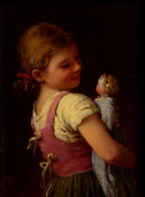 Gretchen's Favorite by Johann Georg Meyer Von Bremen Oil Painting