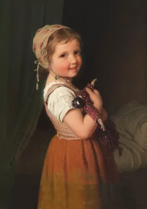 Gute Nacht by Johann Georg Meyer Von Bremen Oil Painting