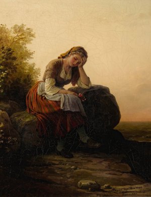 Meditation by Johann Georg Meyer Von Bremen Oil Painting