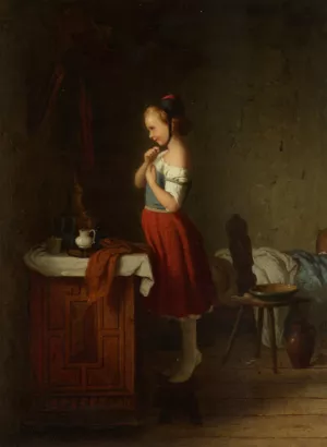 Sonntag Mutzchen Oil painting by Johann Georg Meyer Von Bremen