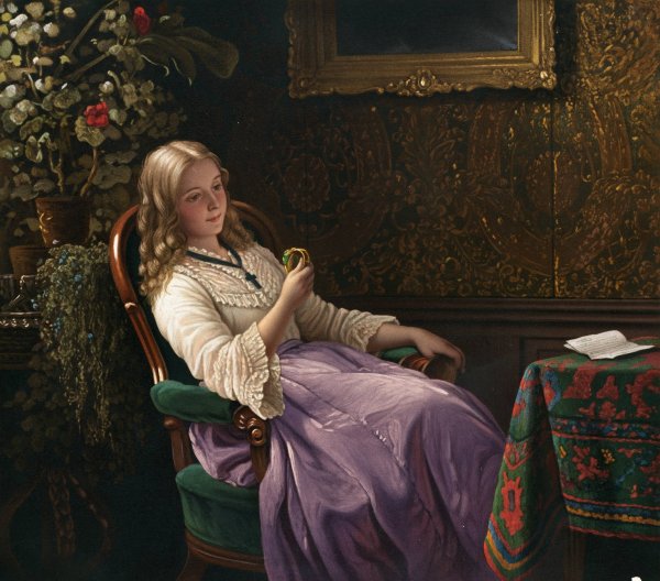 Main Product Photo of The Love Token  Painting by Johann Georg Meyer Von Bremen