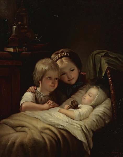 Main Product Photo of The New Brother  Painting by Johann Georg Meyer Von Bremen